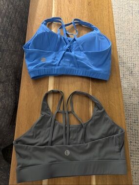 Athletic Blue and Gray Strappy Sports Bras Duo